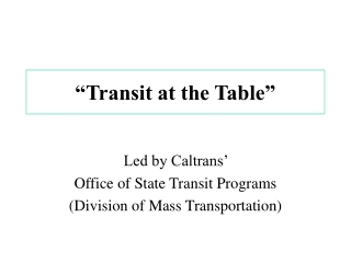 “Transit at the Table”