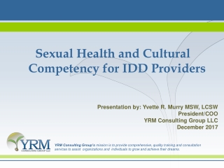 Sexual Health and Cultural Competency for IDD Providers