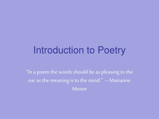 Introduction to Poetry