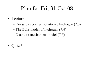 Plan for Fri, 31 Oct 08