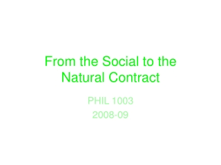 From the Social to the  Natural Contract