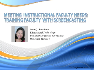 Meeting  instructional faculty needs:  training faculty  with  screencasting