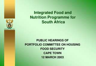 Integrated Food and Nutrition Programme for  South Africa
