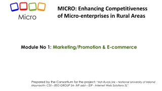 Module No 1:  Marketing/Promotion &amp; E-commerce