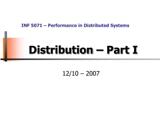 Distribution – Part I