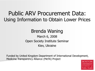 Public ARV Procurement Data: Using Information to Obtain Lower Prices