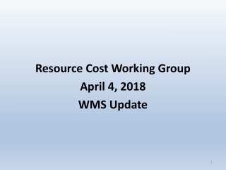 Resource Cost Working Group April 4, 2018 WMS Update