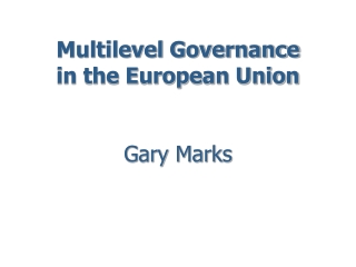 Multilevel Governance  in the European Union Gary Marks