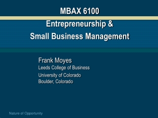 MBAX 6100 Entrepreneurship &amp;  Small Business Management