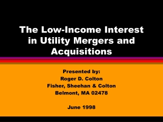 The Low-Income Interest in Utility Mergers and Acquisitions