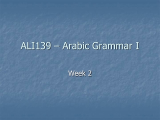 ALI139 – Arabic Grammar I