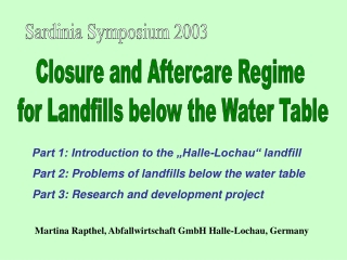 Sardinia Symposium 2003