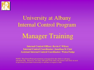 University at Albany  Internal Control Program