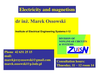 Electricity and magnetism