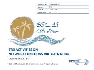 ETSI activities  on Network Functions Virtualization