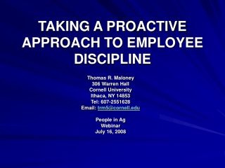 TAKING A PROACTIVE APPROACH TO EMPLOYEE DISCIPLINE