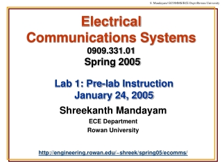 Electrical  Communications Systems 0909.331.01 Spring 2005