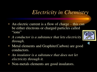 Electricity in Chemistry