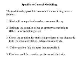 Specific to General Modelling