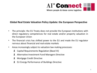 Global Real Estate Valuation Policy Update: the European Perspective