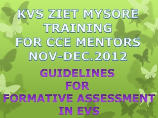 GUIDELINES  FOR  FORMATIVE ASSESSMENT IN EVS