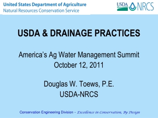 USDA &amp; DRAINAGE PRACTICES