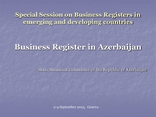 Special Session on Business Registers in emerging and developing countries