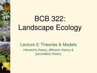 BCB 322: Landscape Ecology