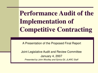 Performance Audit of the Implementation of Competitive Contracting
