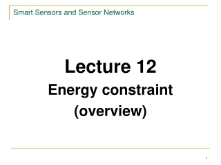 Smart Sensors and Sensor Networks