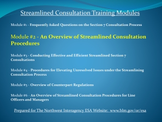 Streamlined Consultation Training Modules