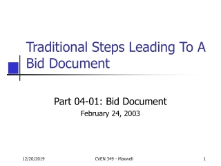 Traditional Steps Leading To A Bid Document