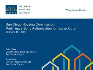 San Diego Housing Commission Preliminary Bond Authorization for Keeler Court January 11, 2019