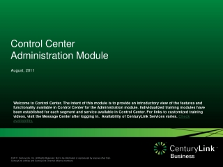 Control Center Administration Module