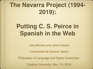 The Navarra Project (1994-2019): Putting C. S. Peirce in Spanish in the Web