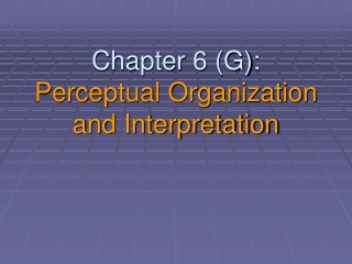 Chapter 6 (G): Perceptual Organization and Interpretation