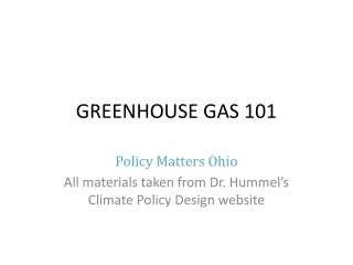 GREENHOUSE GAS 101