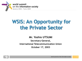 WSIS: An Opportunity for the Private Sector