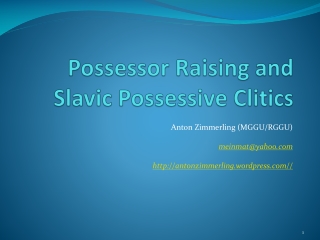 Possessor Raising and Slavic Possessive Clitics