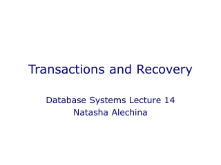 Transactions and Recovery