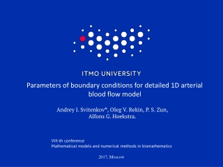 Parameters of boundary conditions for detailed 1D arterial blood flow mode l