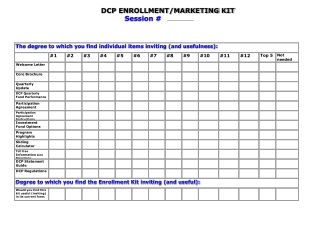 DCP ENROLLMENT/MARKETING KIT                                   Session #