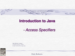 Introduction to Java - Access  Specifiers