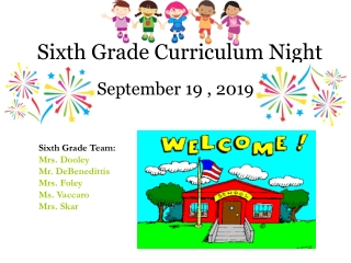 Sixth Grade Curriculum Night