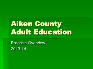 Aiken County  Adult Education