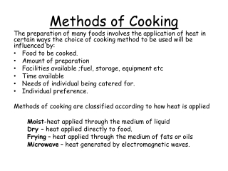 Methods of Cooking