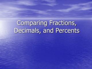 Comparing Fractions, Decimals, and Percents