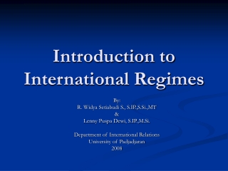Introduction to International Regimes