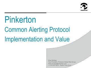 Pinkerton  Common Alerting Protocol Implementation and Value