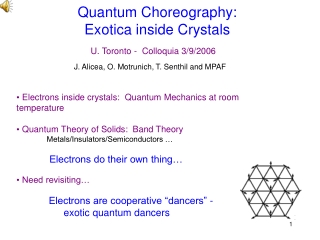 Quantum Choreography:   Exotica inside Crystals
